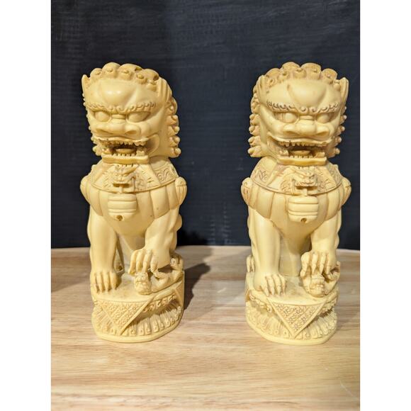 Norleans Chinese Buddhist Imperial Lions Fu Foo Dogs Spiritual Guardian Figures - Picture 1 of 10